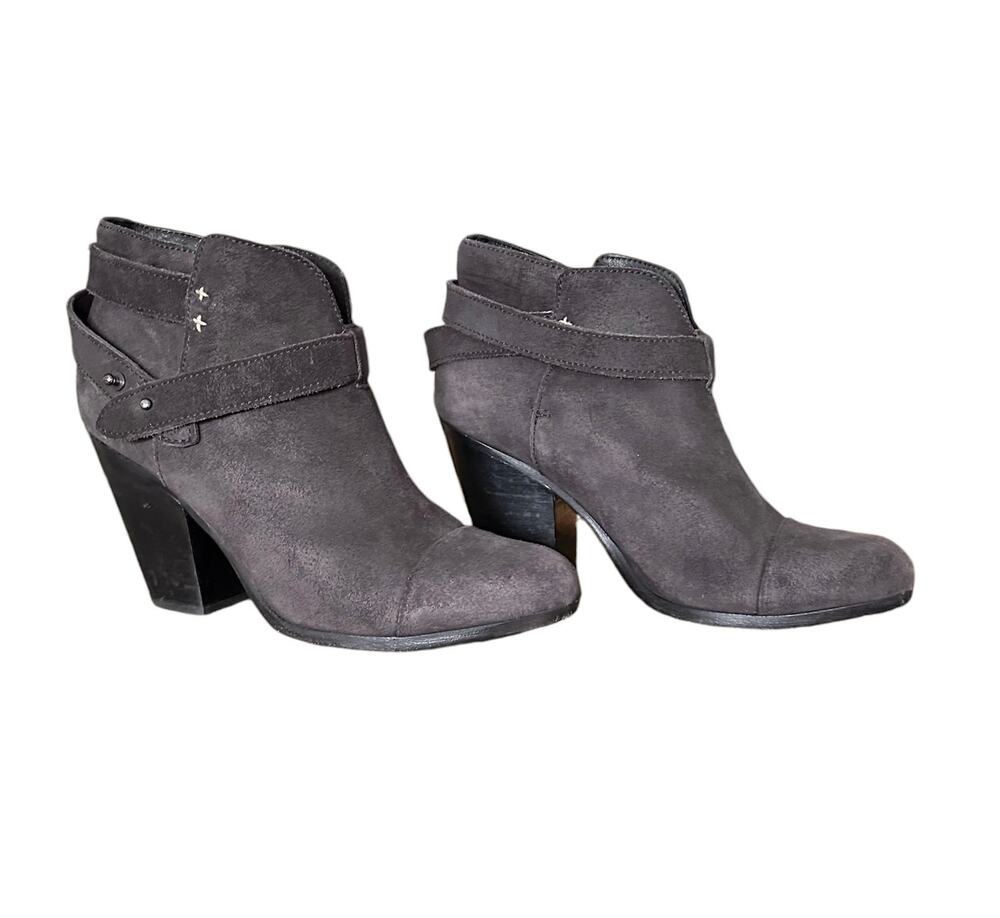 Rag & Bone Harrow Waxy Suede Gray High Heel Ankle Bootie 39.5 US 9.5